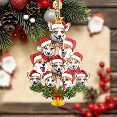 Acrylic 2D Flat Christmas Dog Pendant Rearview Mirror Decoration