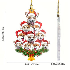 Acrylic 2D Flat Christmas Dog Pendant Rearview Mirror Decoration