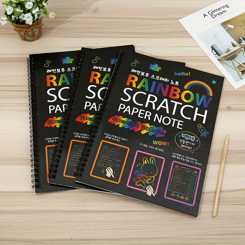 Rainbow Scratch Art Notebooks & Bamboo Stick Set