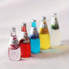 5pcs Resin Dollhouse Juice Drink Mini Wine Bottle Food Props