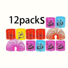 Kids Emoticon Coil Springs Party Favors, 12 Pcs Bulk Toys, 3.48 cm