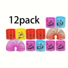 Kids Emoticon Coil Springs Party Favors, 12 Pcs Bulk Toys, 3.48 cm