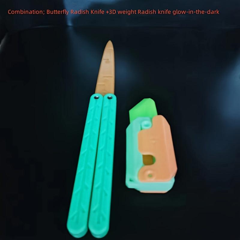 2pcs 3d Gravity Radish Collapsible Decompression Toy Model