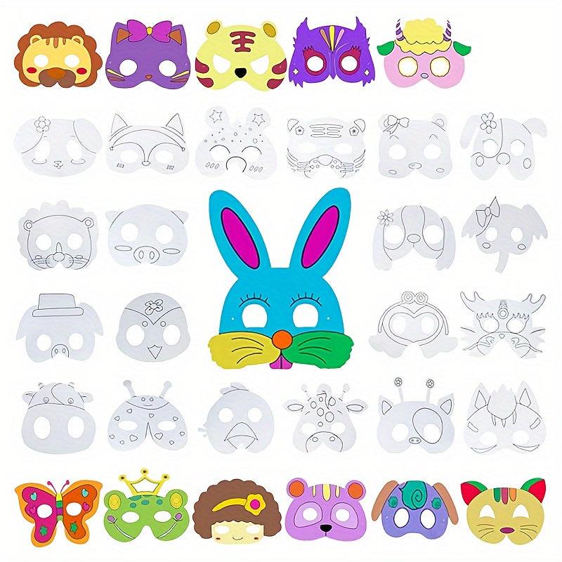 3pcs DIY Coloring Animal Masks for Role-playing Games and Parties