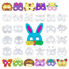 3pcs DIY Coloring Animal Masks for Role-playing Games and Parties