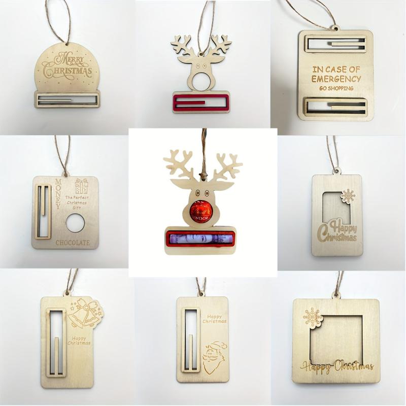 Christmas Decorative Wooden Wallet Red Envelope Creative Elk Bell