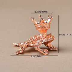 Alloy Base Crystal Ball Bracket Mini Crown Frog Ornament Jewelry Toy Gift
