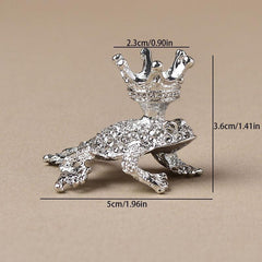 Alloy Base Crystal Ball Bracket Mini Crown Frog Ornament Jewelry Toy Gift