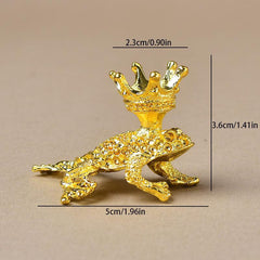Alloy Base Crystal Ball Bracket Mini Crown Frog Ornament Jewelry Toy Gift