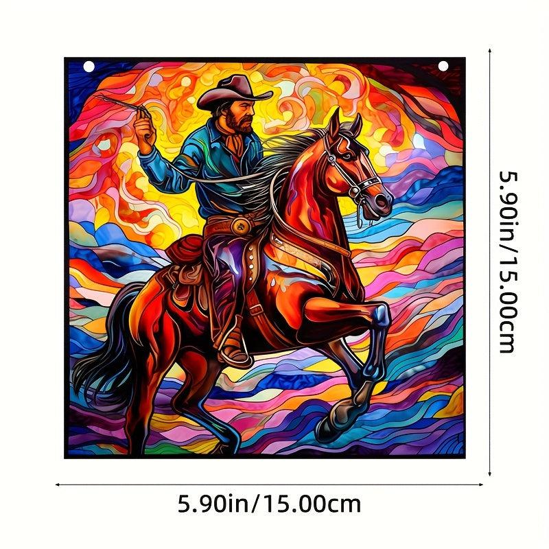 Cowboy & Horse Acrylic Stained Window Hanging