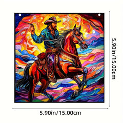 Cowboy & Horse Acrylic Stained Window Hanging
