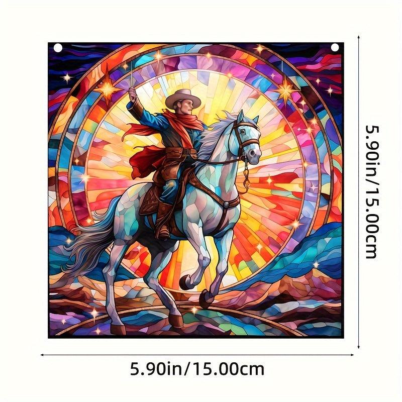 Cowboy & Horse Acrylic Stained Window Hanging