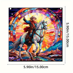 Cowboy & Horse Acrylic Stained Window Hanging