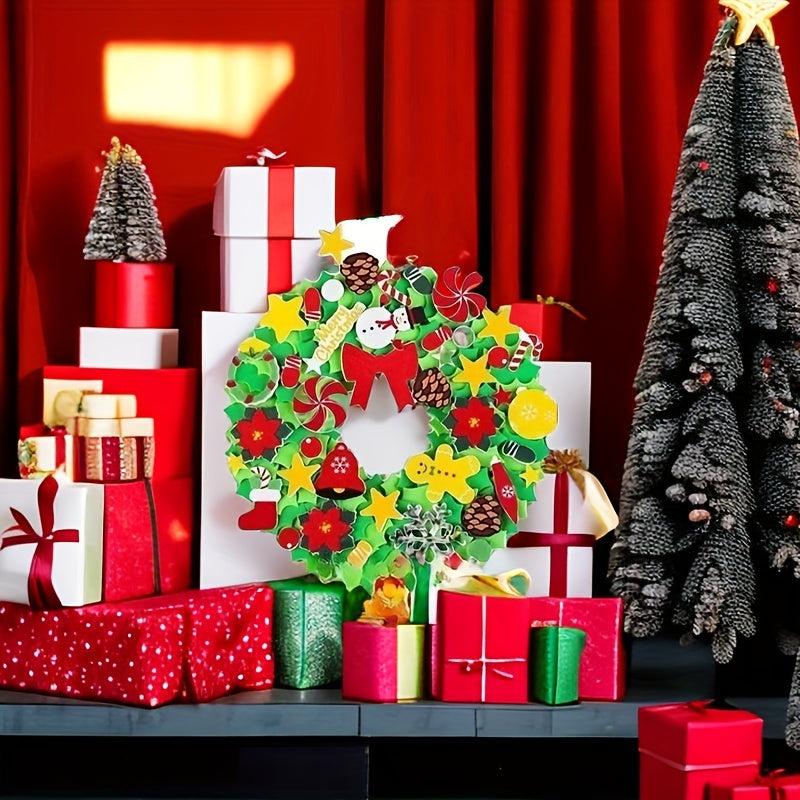 DIY Christmas Foam Sticker Wreath Handicraft Snowman Sticker Creative Wreath