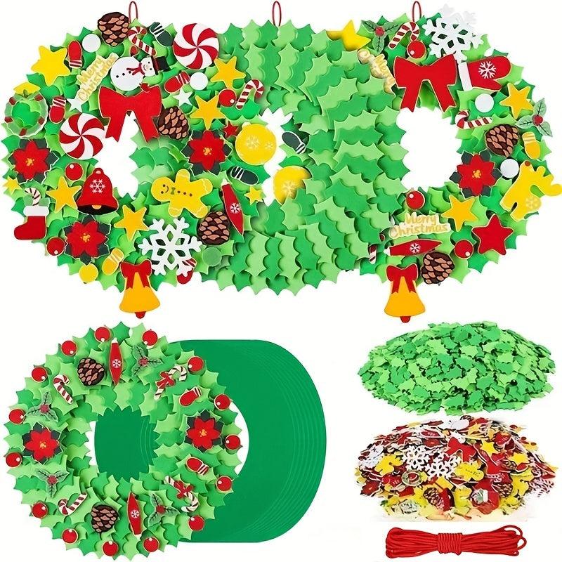 DIY Christmas Foam Sticker Wreath Handicraft Snowman Sticker Creative Wreath