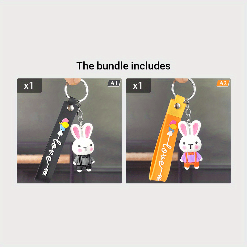 Pink Rabbit Keychain Bag Pendant Car Key Ring Couple Gift