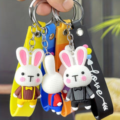 Pink Rabbit Keychain Bag Pendant Car Key Ring Couple Gift