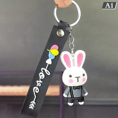 Pink Rabbit Keychain Bag Pendant Car Key Ring Couple Gift