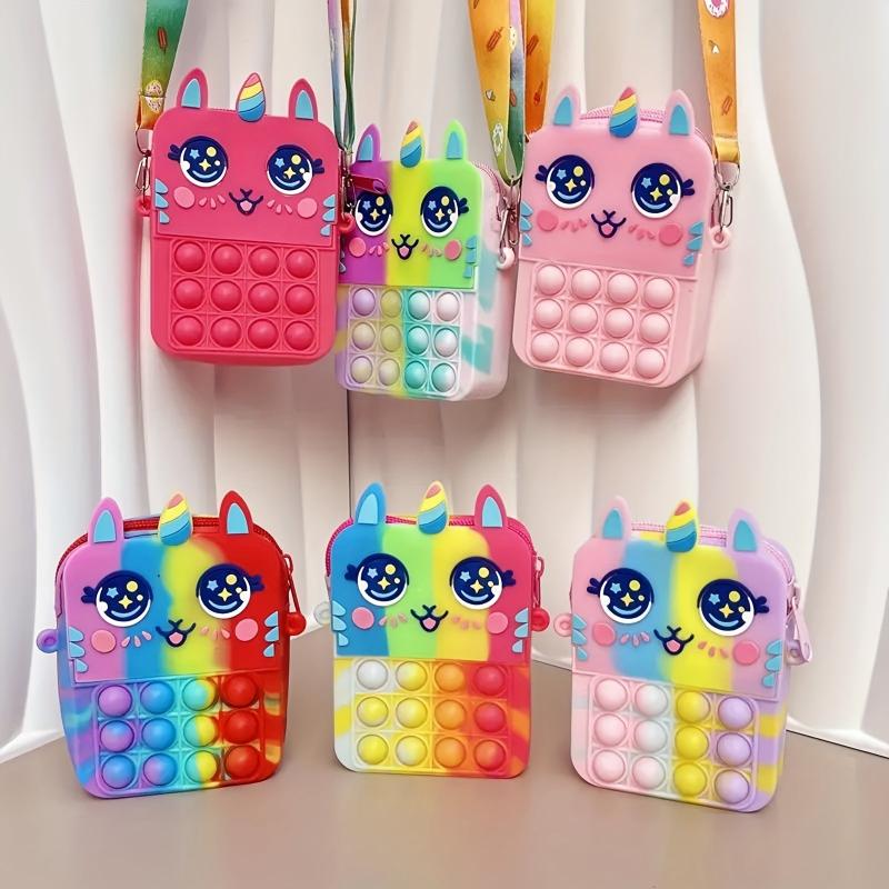 Silicone Coin Purse Bubble Crossbody Bag Pop Fidget Toys Christmas Gift