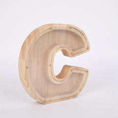 Wooden 26 Letter English Transparent Savings Tank Holiday Kids Gift Decoration