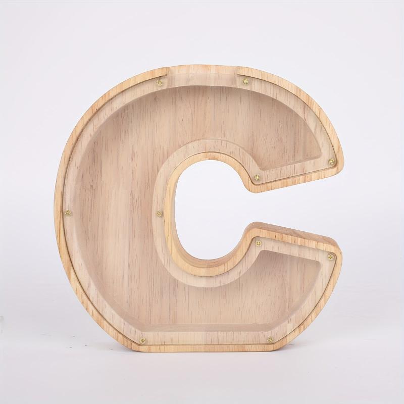 Wooden 26 Letter English Transparent Savings Tank Holiday Kids Gift Decoration