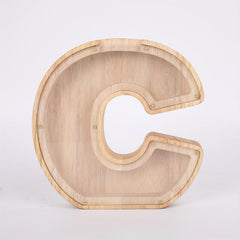 Wooden 26 Letter English Transparent Savings Tank Holiday Kids Gift Decoration