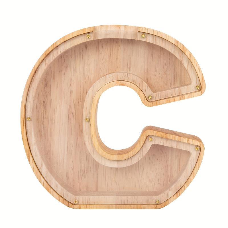 Wooden 26 Letter English Transparent Savings Tank Holiday Kids Gift Decoration