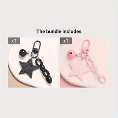Glitter Star Acrylic Keychain Bell Pendant Keyring Girls Backpack Charm