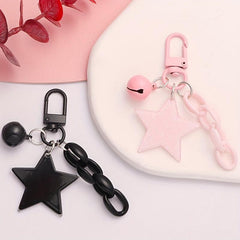 Glitter Star Acrylic Keychain Bell Pendant Keyring Girls Backpack Charm