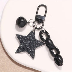 Glitter Star Acrylic Keychain Bell Pendant Keyring Girls Backpack Charm