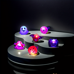 5Pcs Halloween Luminous Ring Finger Lamp Pumpkin Skull Bat Ring Small Gift