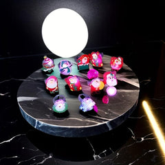 5Pcs Halloween Luminous Ring Finger Lamp Pumpkin Skull Bat Ring Small Gift