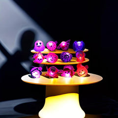 5Pcs Halloween Luminous Ring Finger Lamp Pumpkin Skull Bat Ring Small Gift