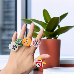 5Pcs Halloween Luminous Ring Finger Lamp Pumpkin Skull Bat Ring Small Gift