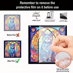 Cat Acrylic Stained Window Hanging 14.99 cm Hand Painted Outdoor Panel Decor