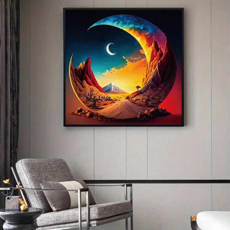 5D Diamond Painting Colorful Anime Moon Mountain Living Room Decorative Painting