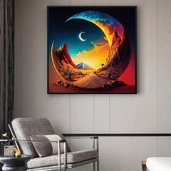 5D Diamond Painting Colorful Anime Moon Mountain Living Room Decorative Painting