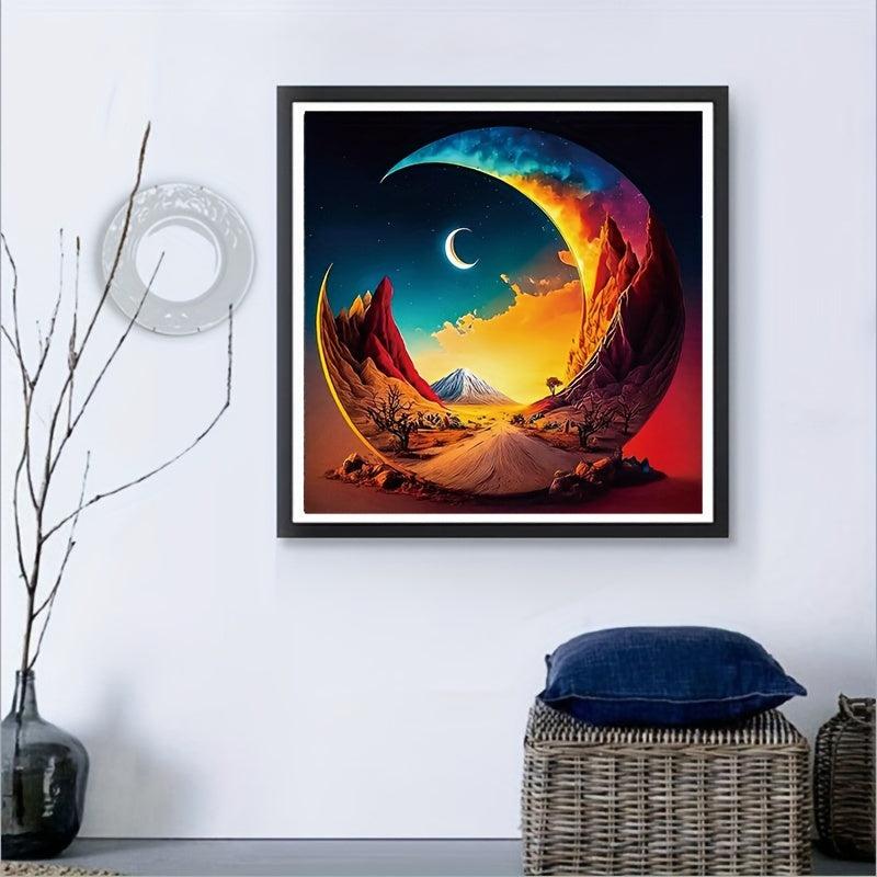 5D Diamond Painting Colorful Anime Moon Mountain Living Room Decorative Painting