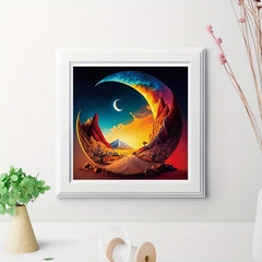 5D Diamond Painting Colorful Anime Moon Mountain Living Room Decorative Painting