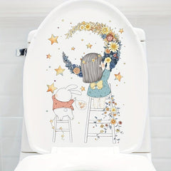 Home Decor Toilet Lid Wall Sticker PVC Waterproof Removable Sticker