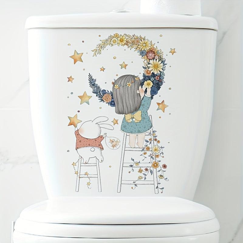 Home Decor Toilet Lid Wall Sticker PVC Waterproof Removable Sticker