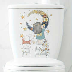 Home Decor Toilet Lid Wall Sticker PVC Waterproof Removable Sticker