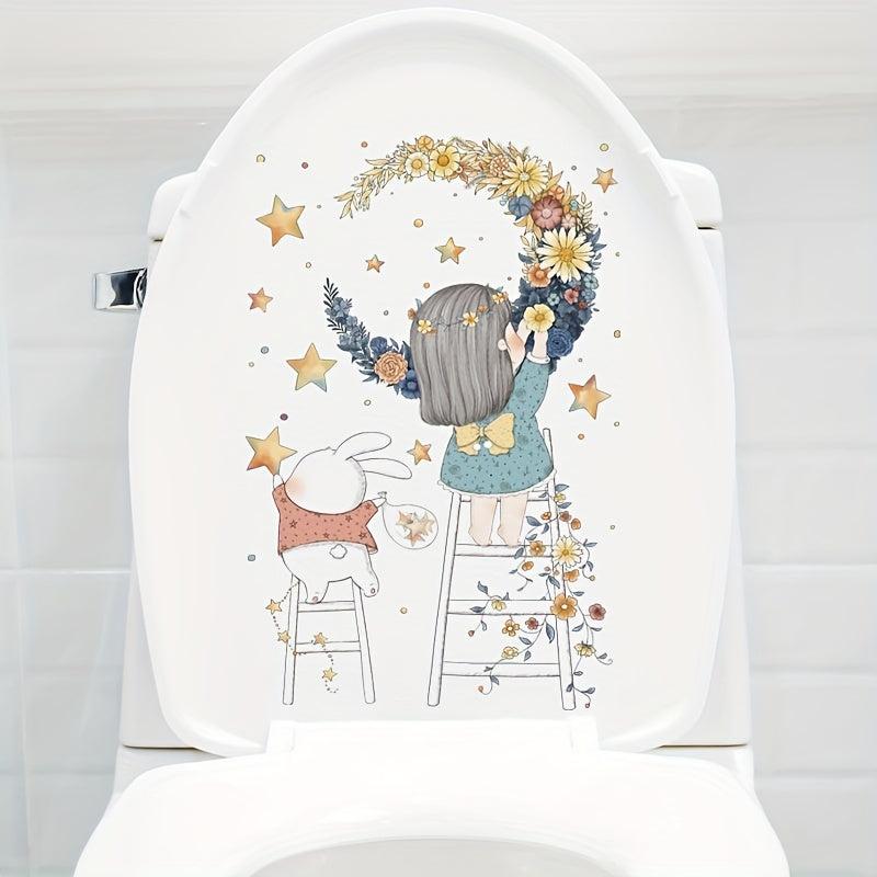 Home Decor Toilet Lid Wall Sticker PVC Waterproof Removable Sticker