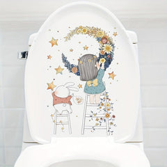 Home Decor Toilet Lid Wall Sticker PVC Waterproof Removable Sticker