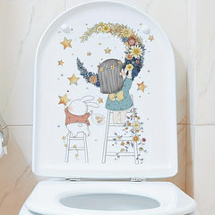 Home Decor Toilet Lid Wall Sticker PVC Waterproof Removable Sticker