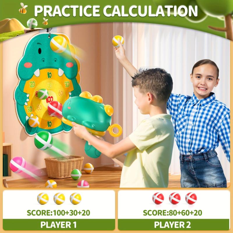 Dinosaur Dart Board Toy for Kids 3-5 w/ 12 Sticky Balls