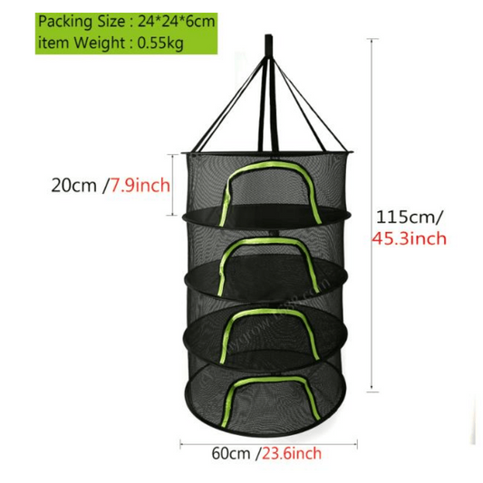 Hanging Basket Folding Rack 2 Layers Mesh Dryer Bag With Zipper