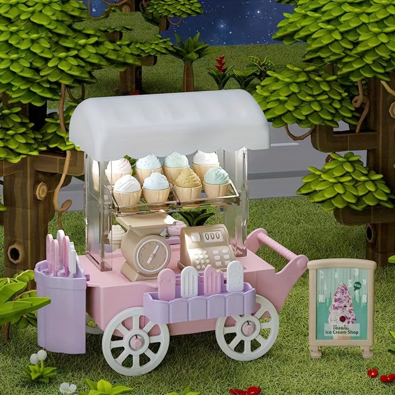 Mini Model Scene Lighting Ice Cream Bread Cart Dollhouse Decoration