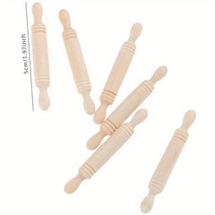 6pcs Miniature Wood Rolling Pins 1:12 Dollhouse Kitchen Accessories