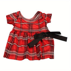 Red Plaid Bow Dress for 45-72cm Girl Dolls
